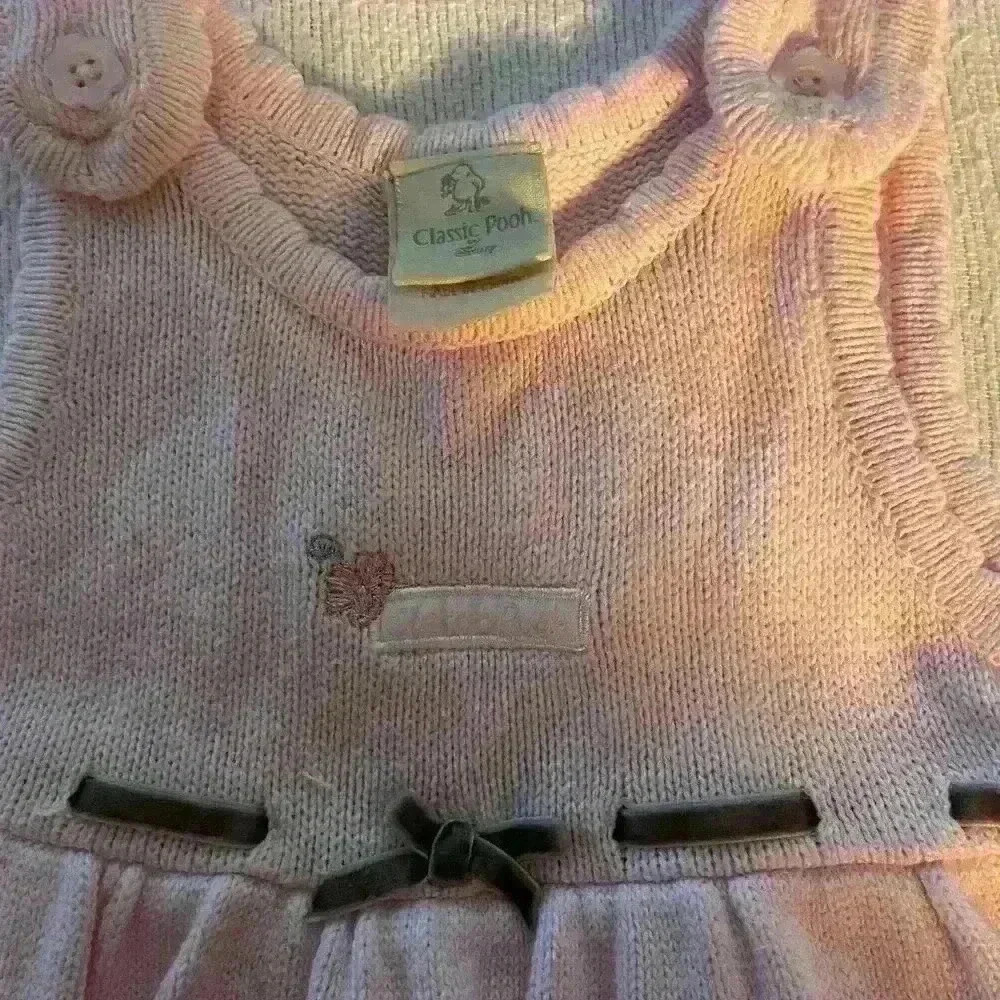 Vintage Classic Pooh by Disney Pink knitted dress 9 months - Picture 4 of 7